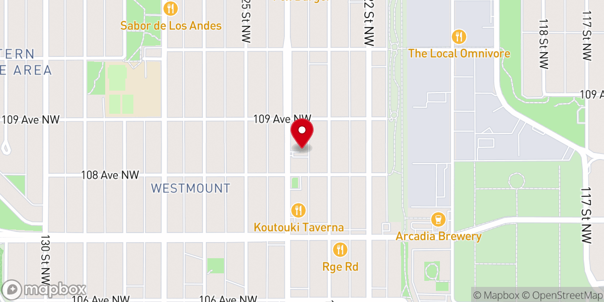 Map showing location of Greek Orthodox Community of Edmonton and District