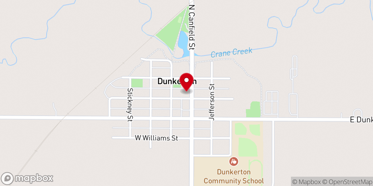 Map showing location of Dunkerton First Baptist Church