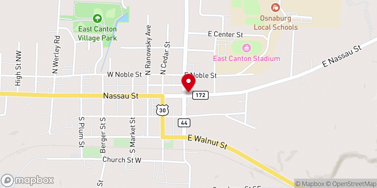 Map showing location of East Canton Church of God