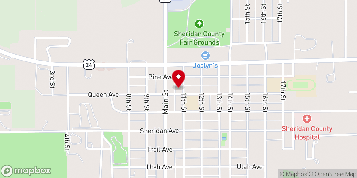 Map showing location of Hoxie Christian Church