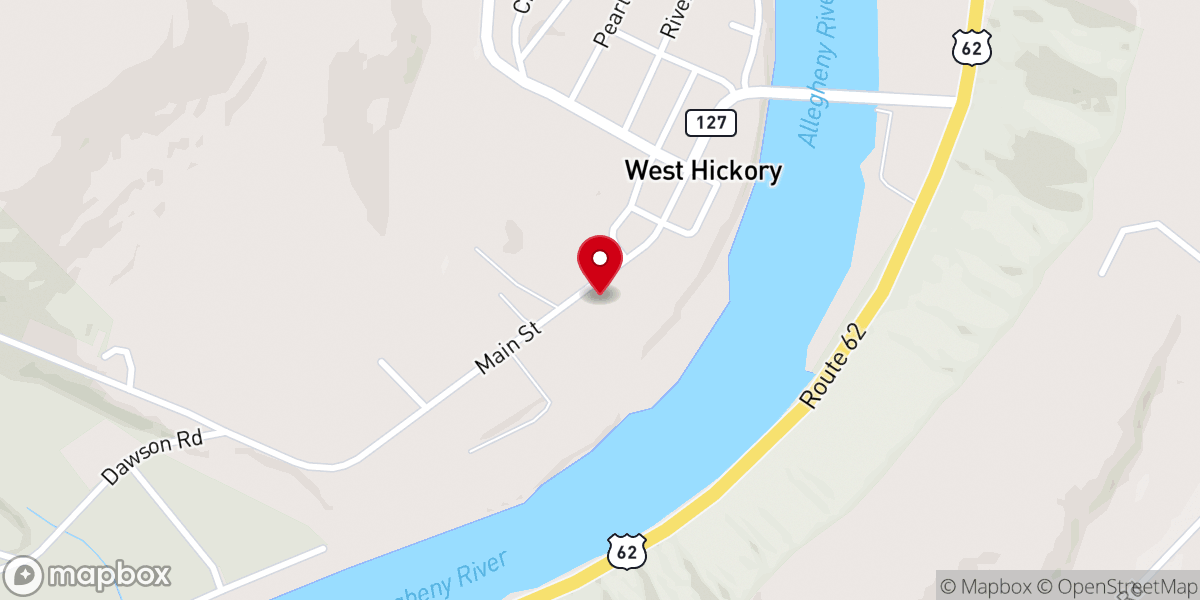Map showing location of West Hickory United Methodist Church