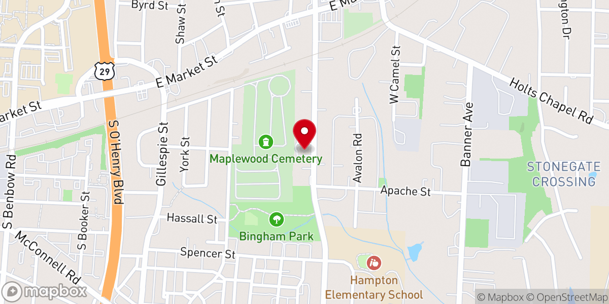Map showing location of New Hope Baptist Church