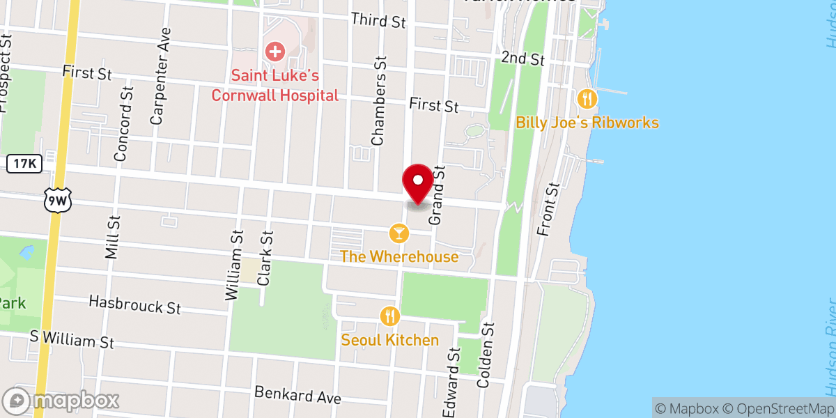 Map showing location of Kindgom Christian Cultural Center of Newburgh