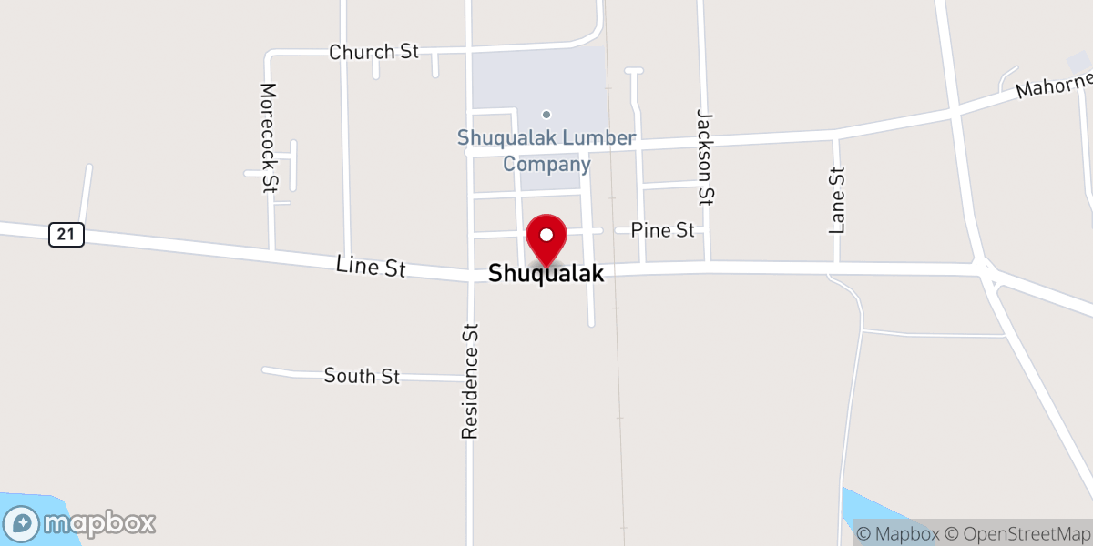 Map showing location of Shuqualak
