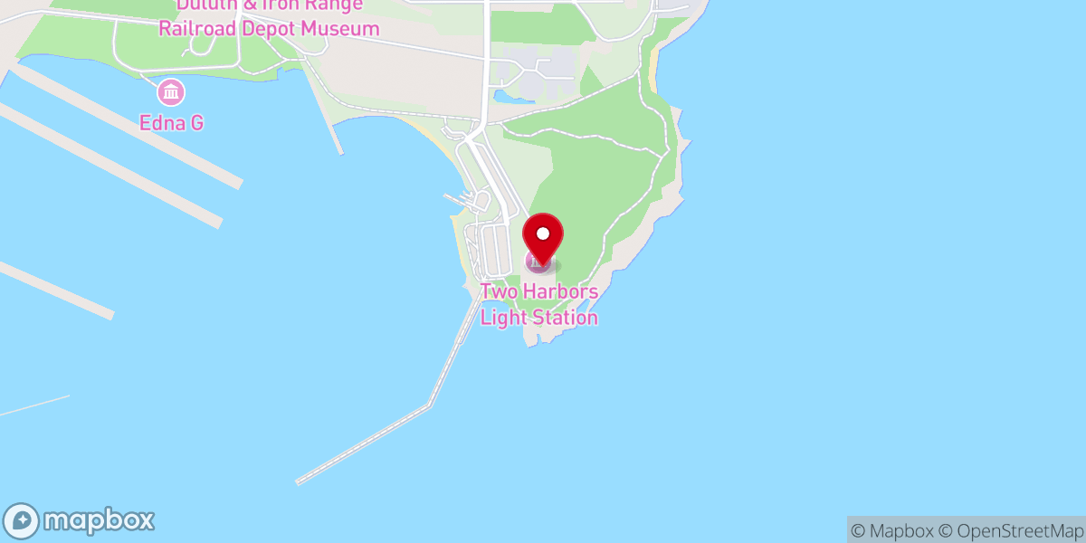 Map showing location of Two Harbors Lighthouse Museum