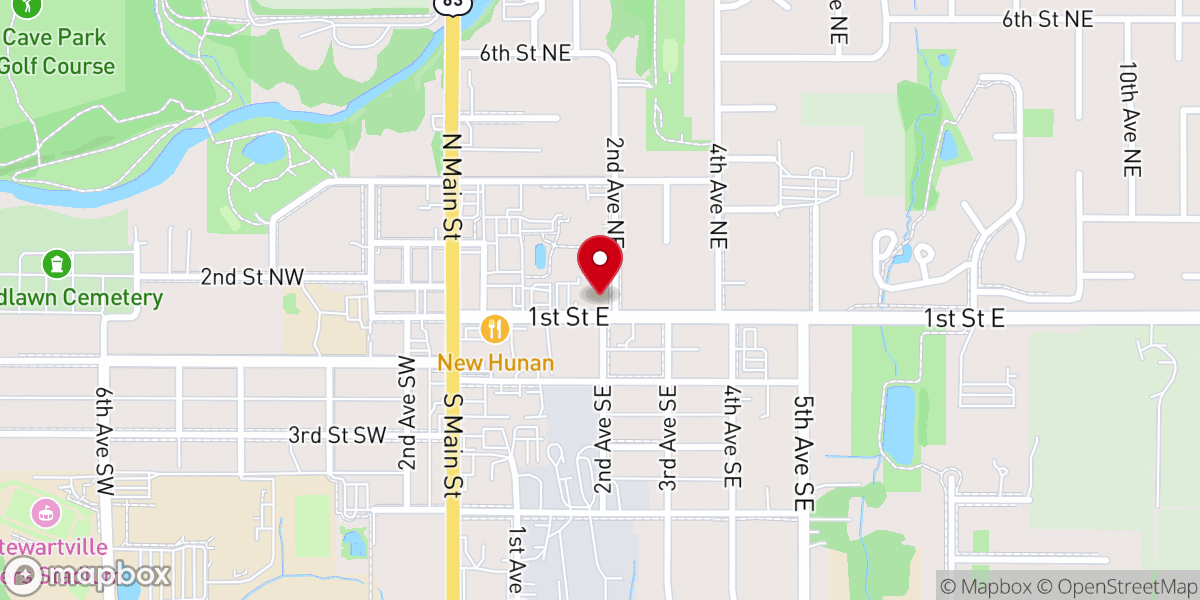 Map showing location of St. John's Lutheran Church