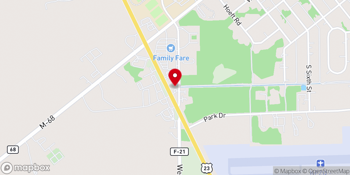 Map showing location of Rogers City Area Chamber of Commerce