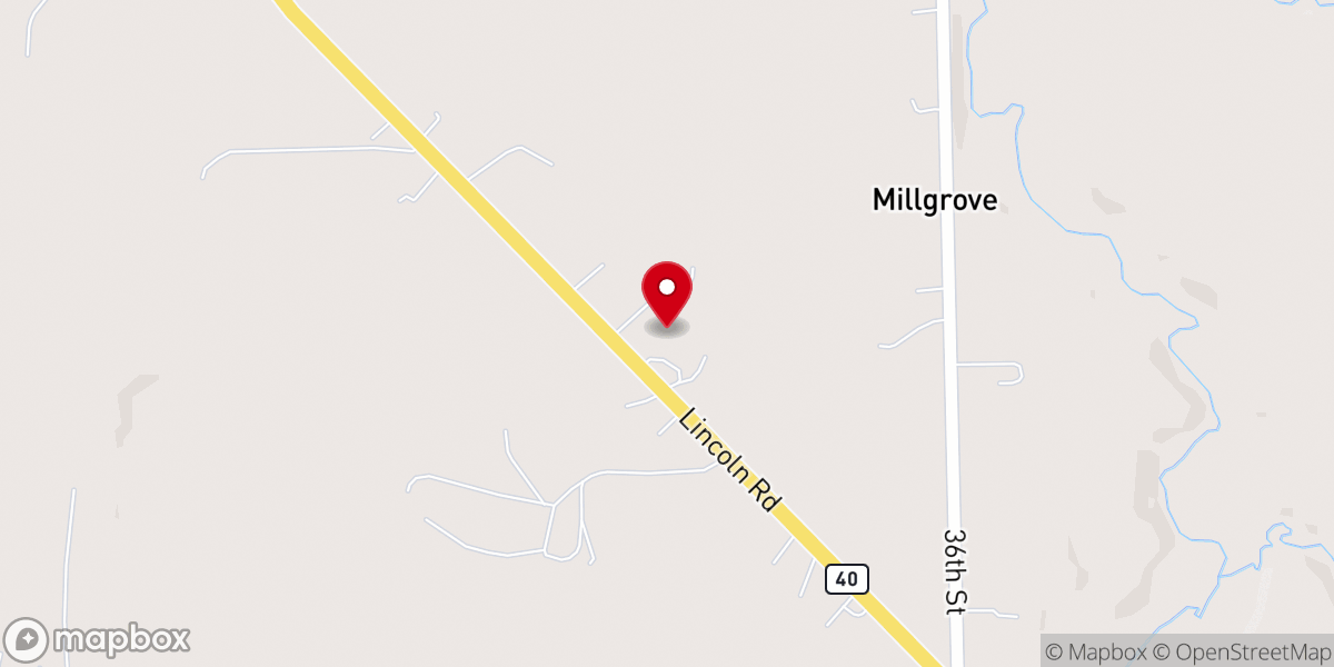 Map showing location of New Hope Baptist Church