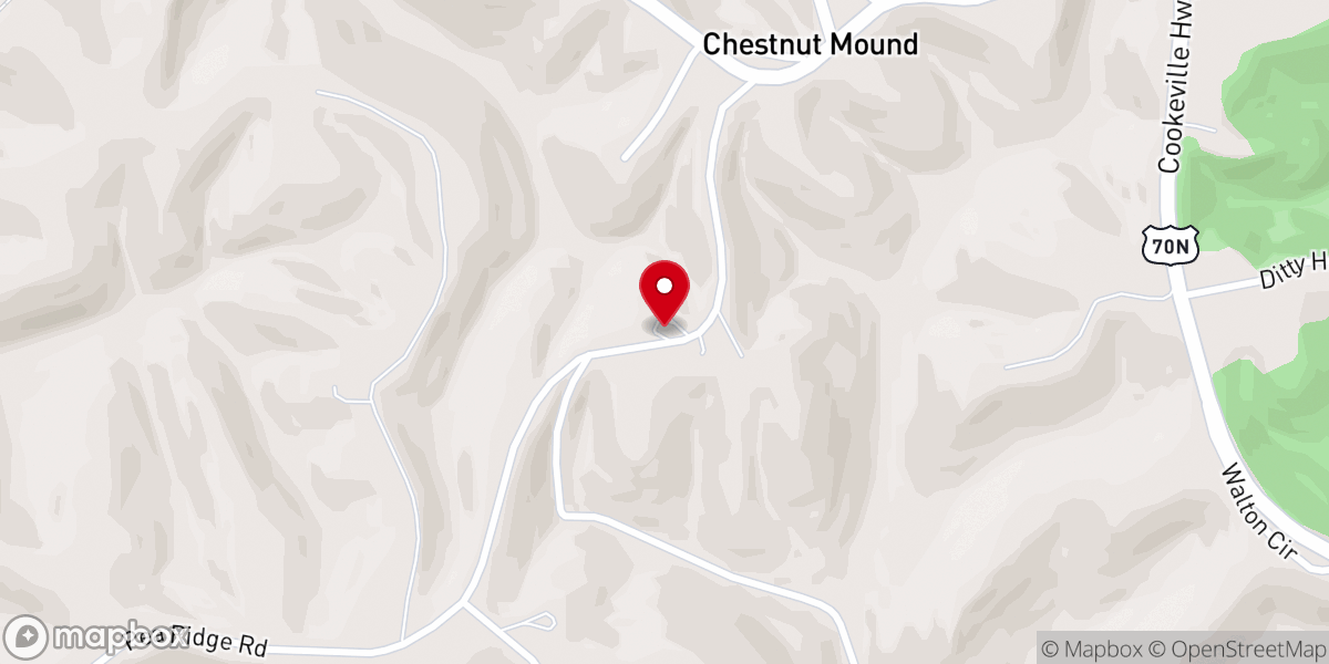 Map showing location of Chestnut Mound church of Christ