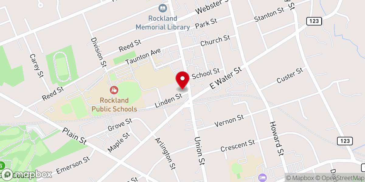 Map showing location of First Baptist Church of Rockland