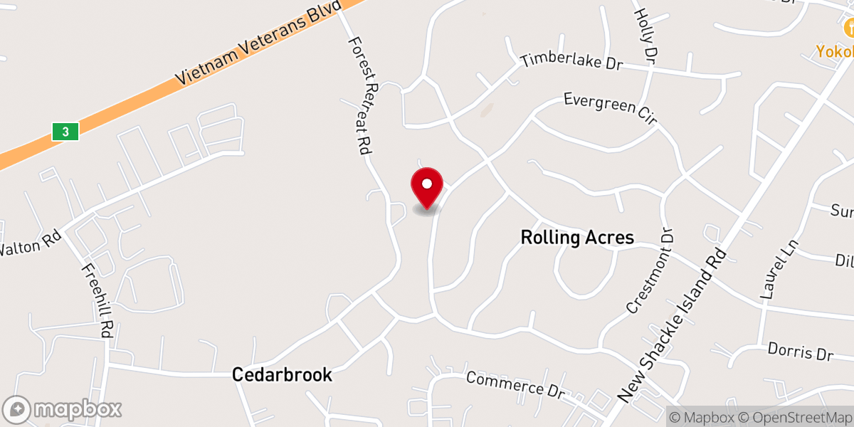 Map showing location of Gloryland Baptist Church