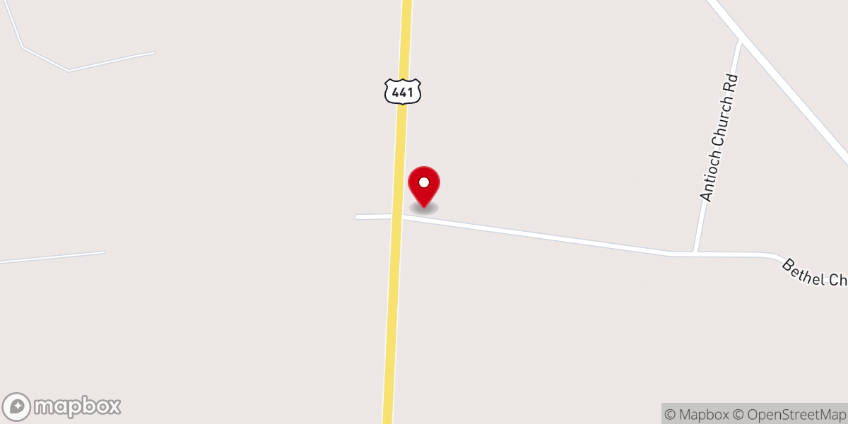 Map showing location of Bethel Missionary Baptist Church