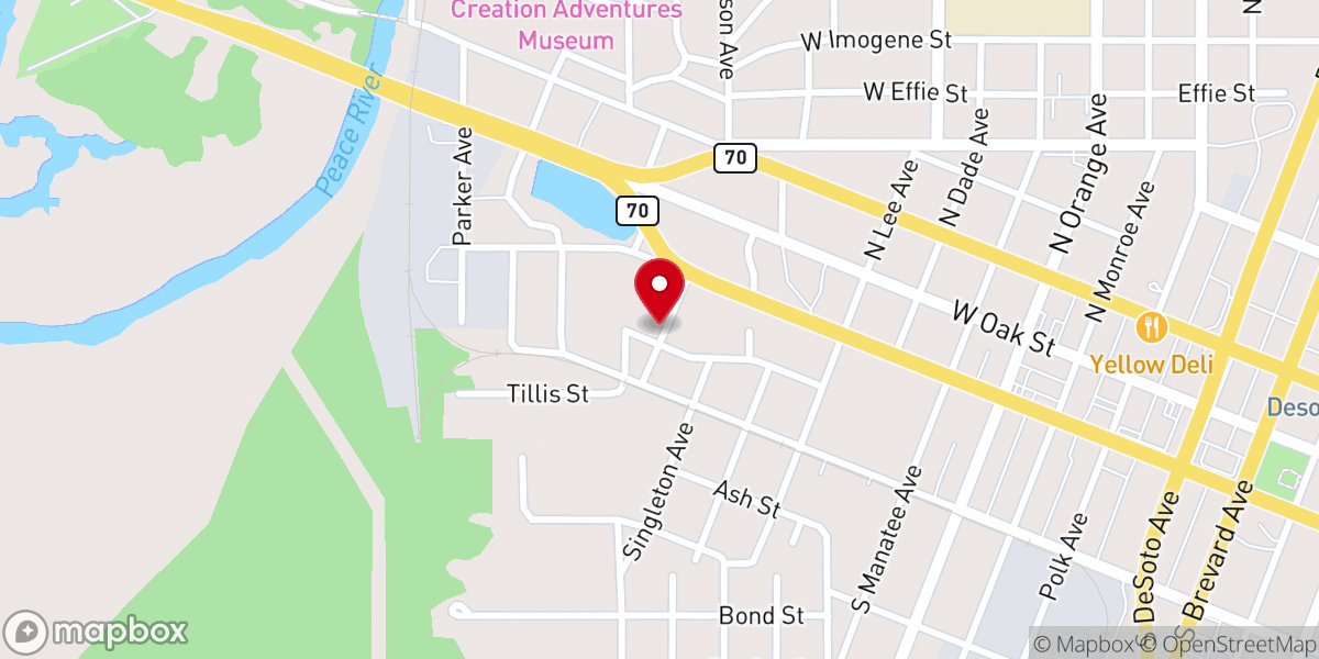 Map showing location of Friendship Baptist Church