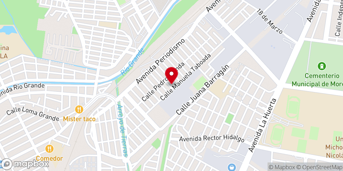 Map showing location of Templo Morelia Periodismo