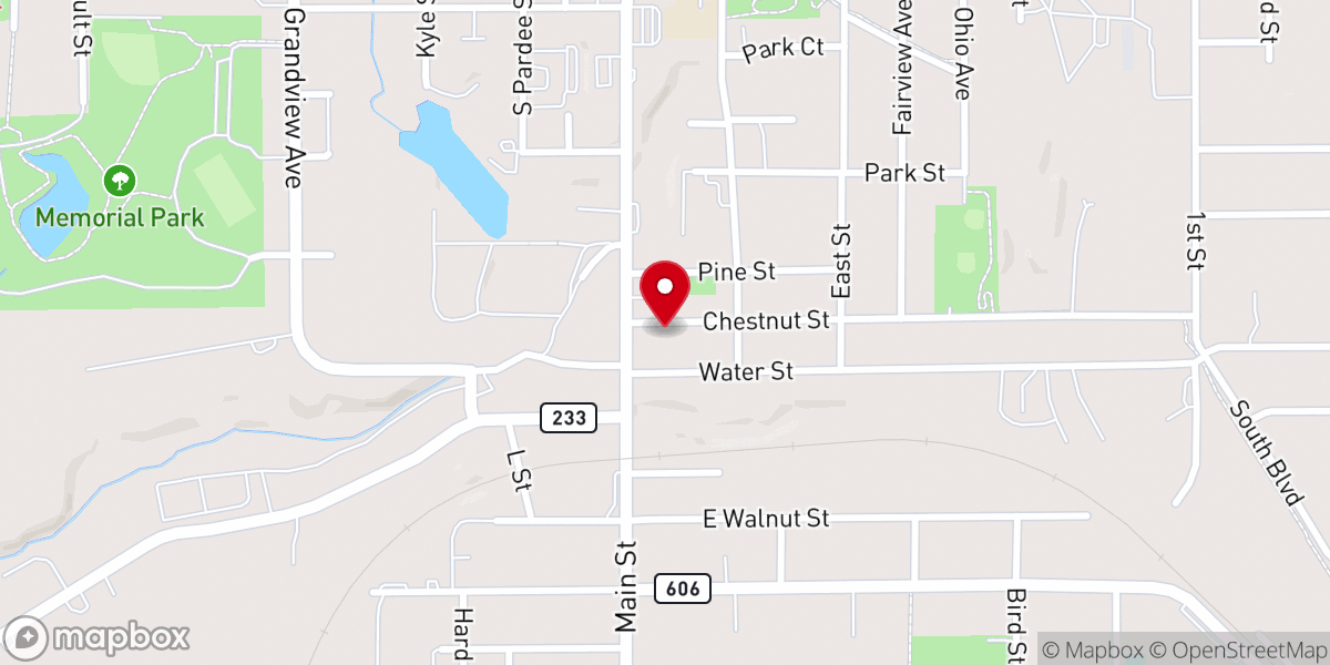Map showing location of Chestnut Street Baptist Church