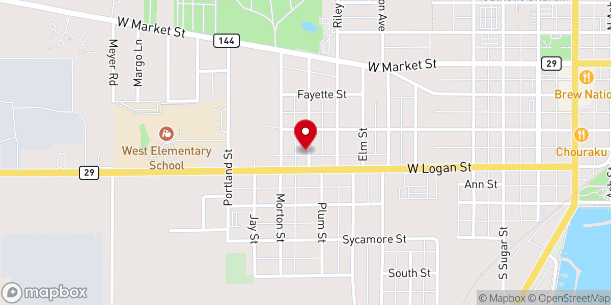 Map showing location of Celina Friends Church