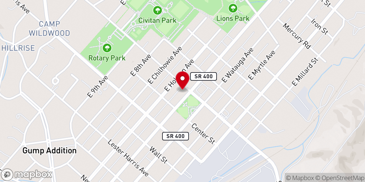 Map showing location of Unaka Avenue Baptist Church