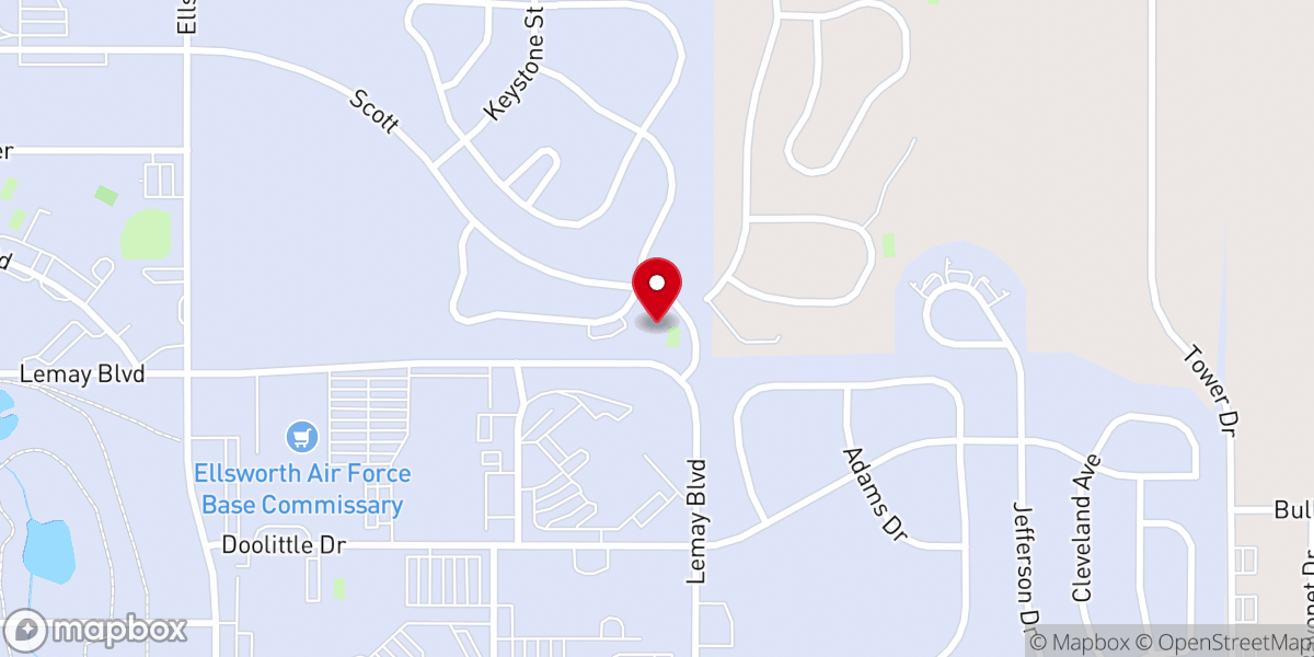 Map showing location of Ellsworth AFB Homes