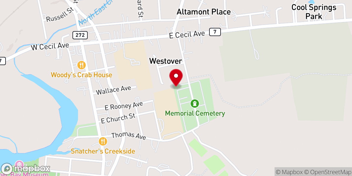 Map showing location of North East United Methodist