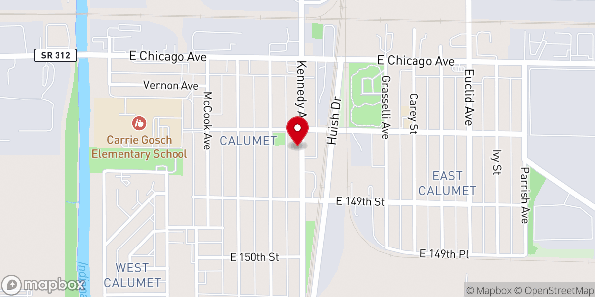 Map showing location of East Chicago Bethel Seventh-day Adventist Church