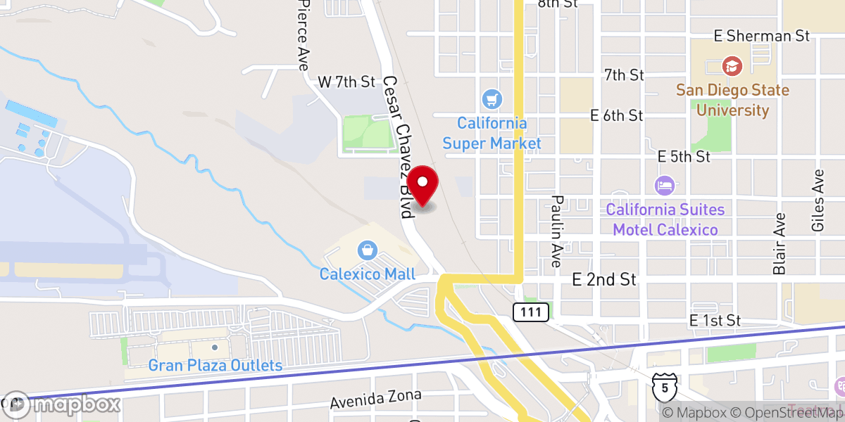 Map showing location of Iglesia Tierra Fertil Calexico