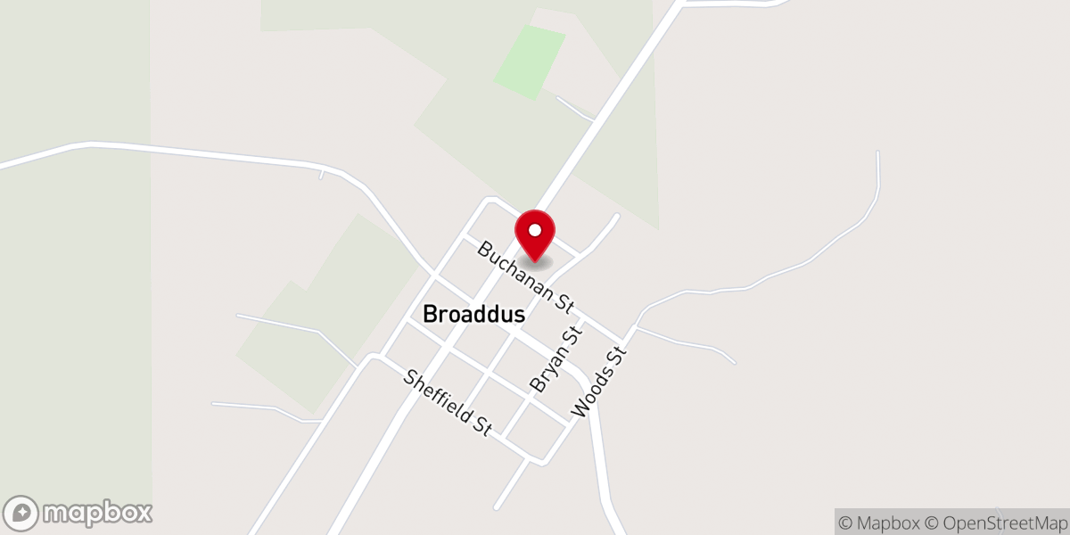 Map showing location of First Baptist Church