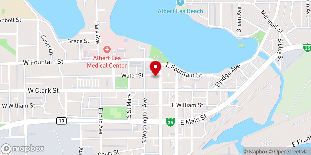 Map showing location of Albert Lea Community Theatre