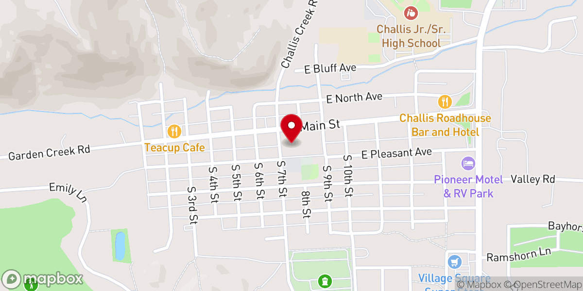 Map showing location of Custer County Mobile Pantry - Challis - Food Distribution Center