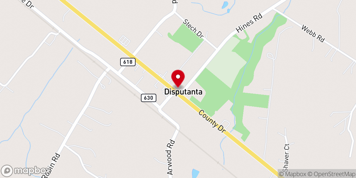 Map showing location of Disputanta Antique Mall