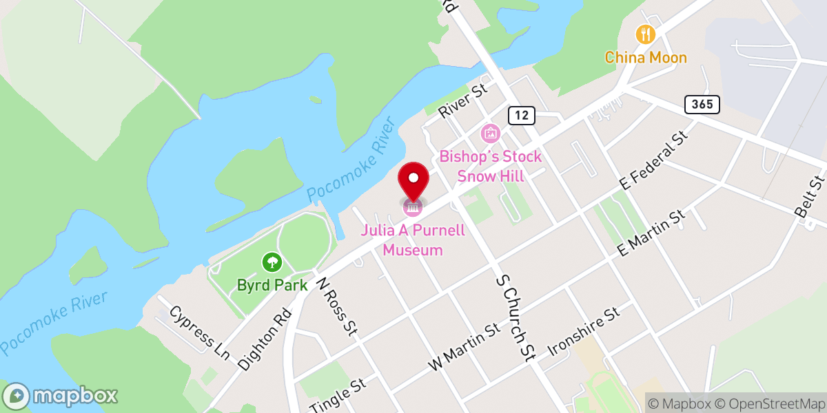 Map showing location of Julia A. Purnell Museum