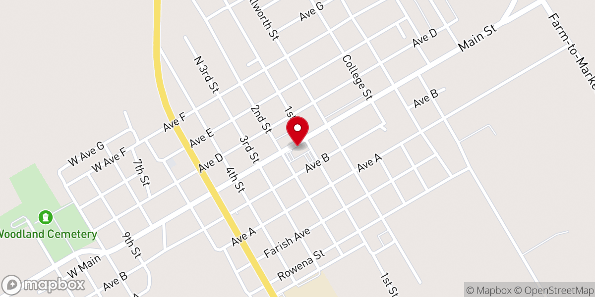 Map showing location of First Baptist Church of Rosebud