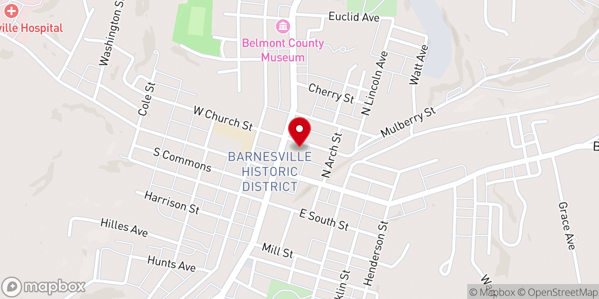 Map showing location of D & J's Pizza Parlor