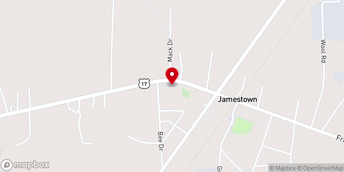 Map showing location of Jamestown Baptist Family Life Center