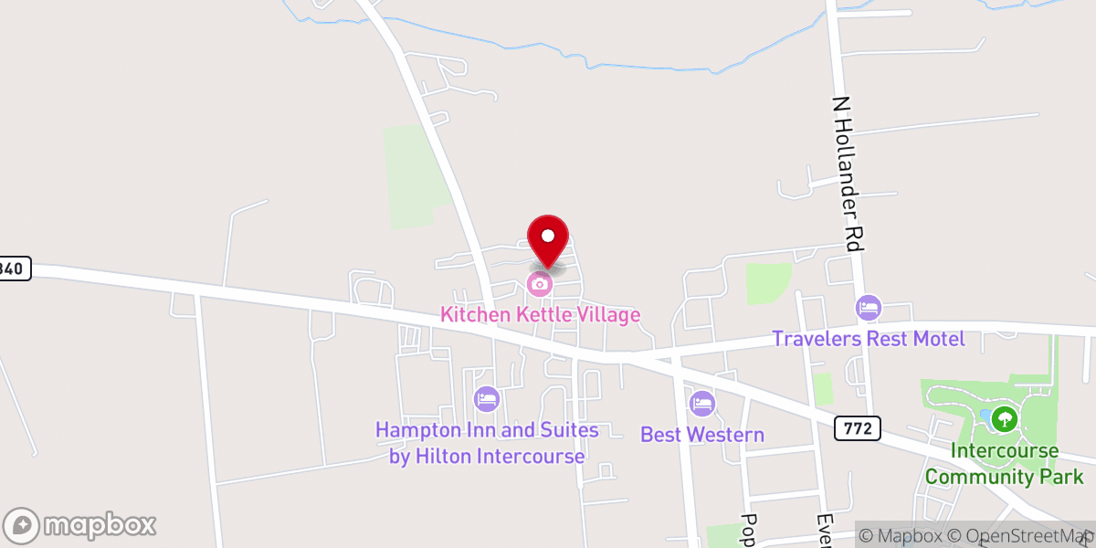 Map showing location of Kitchen Kettle Village