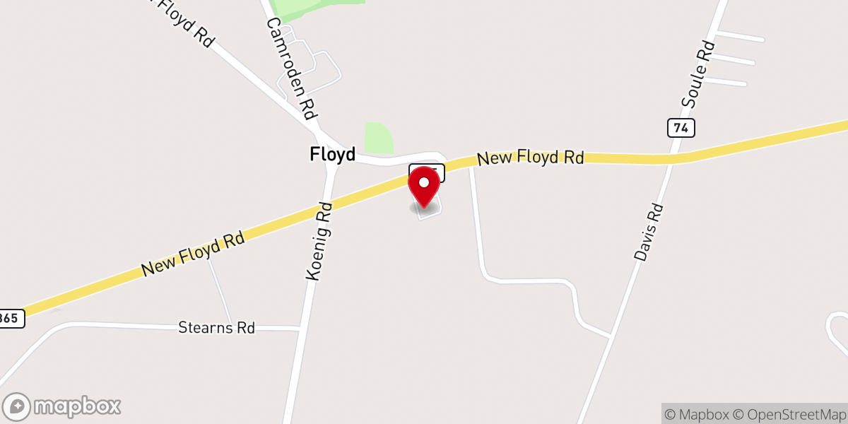 Map showing location of Floyd Methodist Church