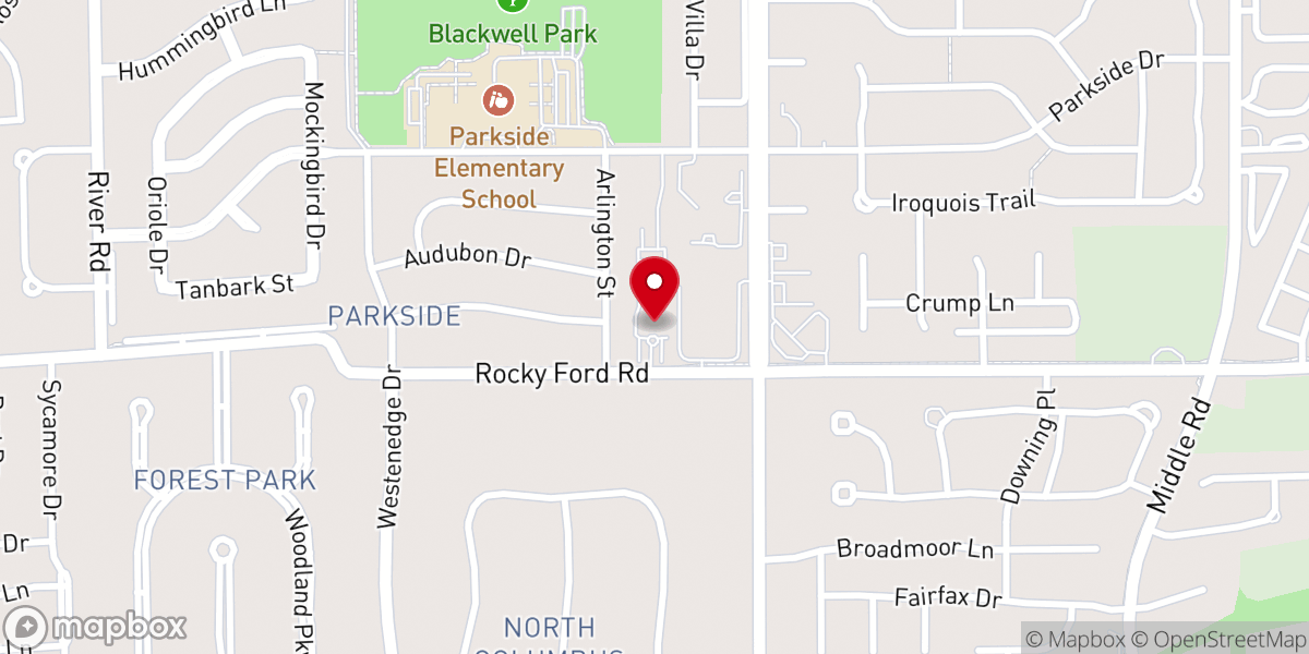 Map showing location of Parkside Baptist Church
