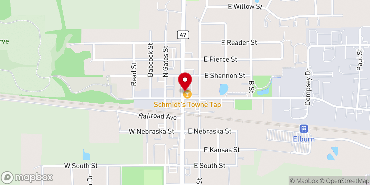 Map showing location of Schmidt’s Towne Tap