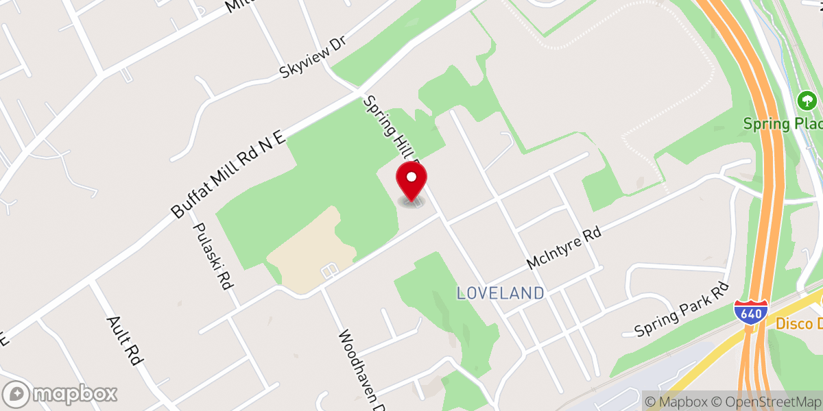 Map showing location of Springhill Baptist Church