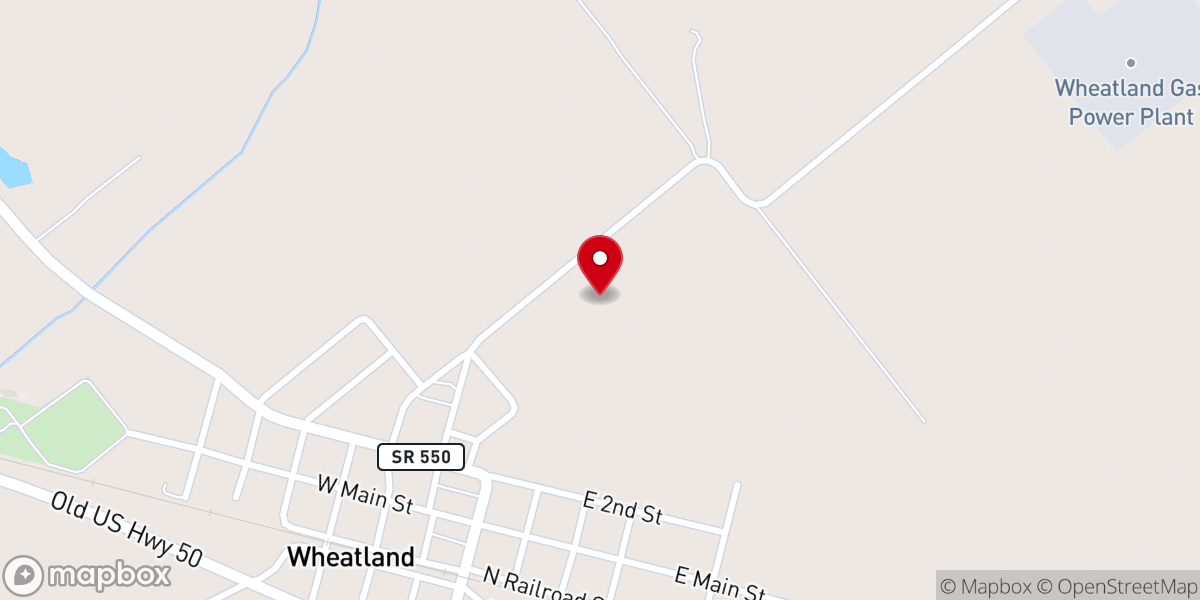 Map showing location of Wheatland Calvary Baptist Church