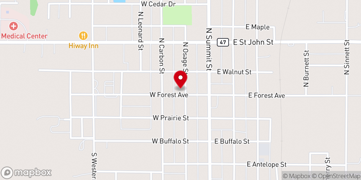 Map showing location of First Baptist Church Inc