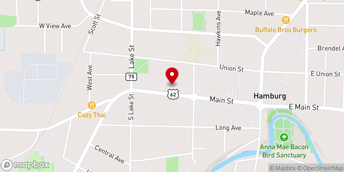 Map showing location of Hamburg Presbyterian Church