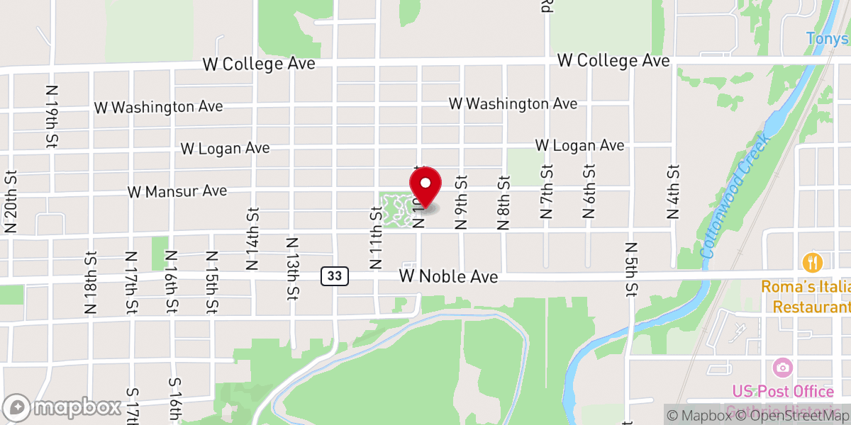 Map showing location of Full Gospel Fellowship Church