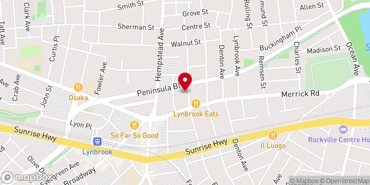 Map showing location of Lynbrook Baptist Church