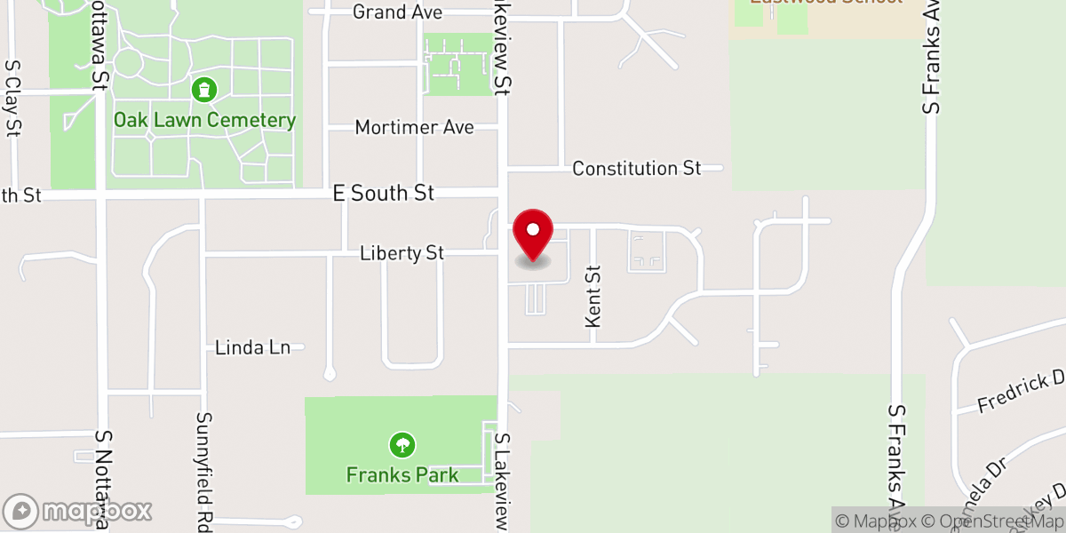 Map showing location of First Presbyterian Church