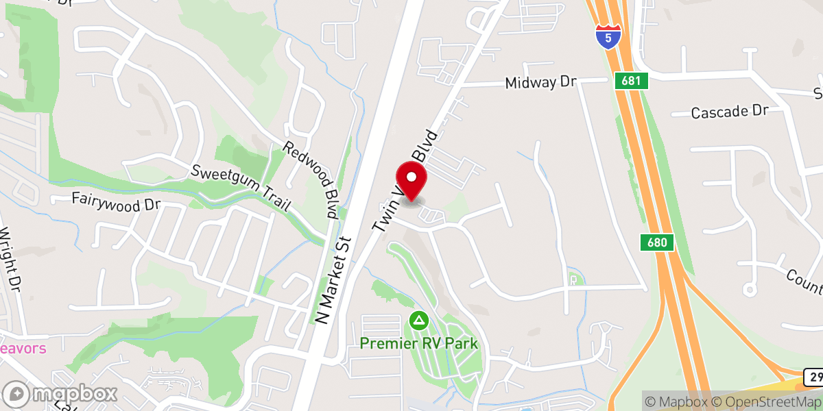 Map showing location of Hillside Church