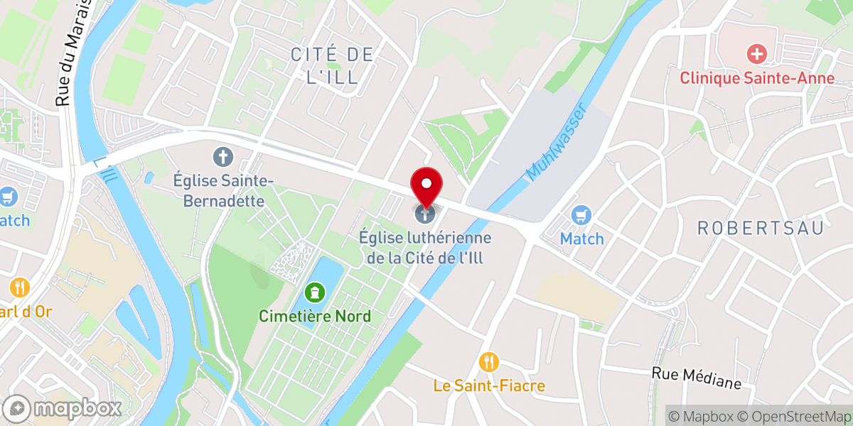 Map showing location of Église protestante de la Cité de l'Ill