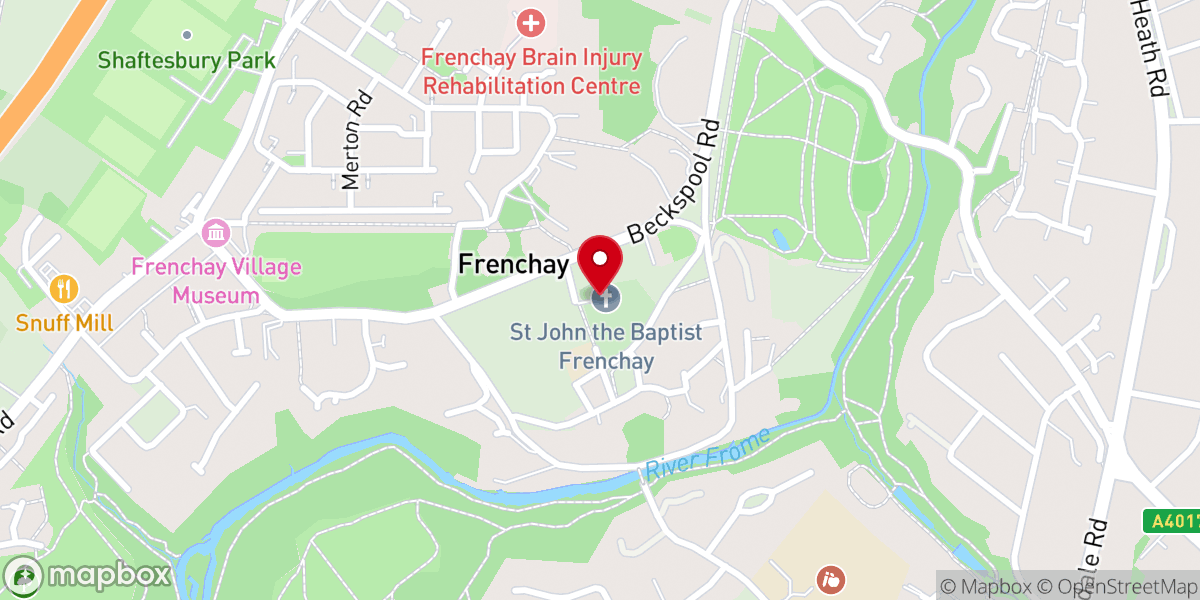 Map showing location of Frenchay Parish Church