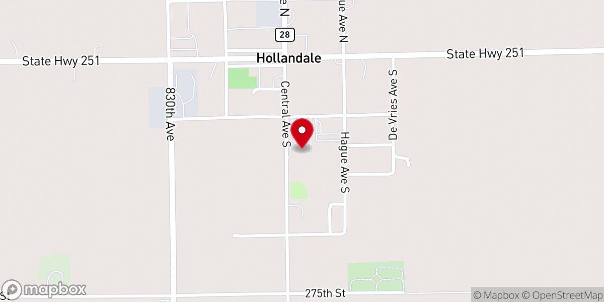 Map showing location of Hollandale Christian School