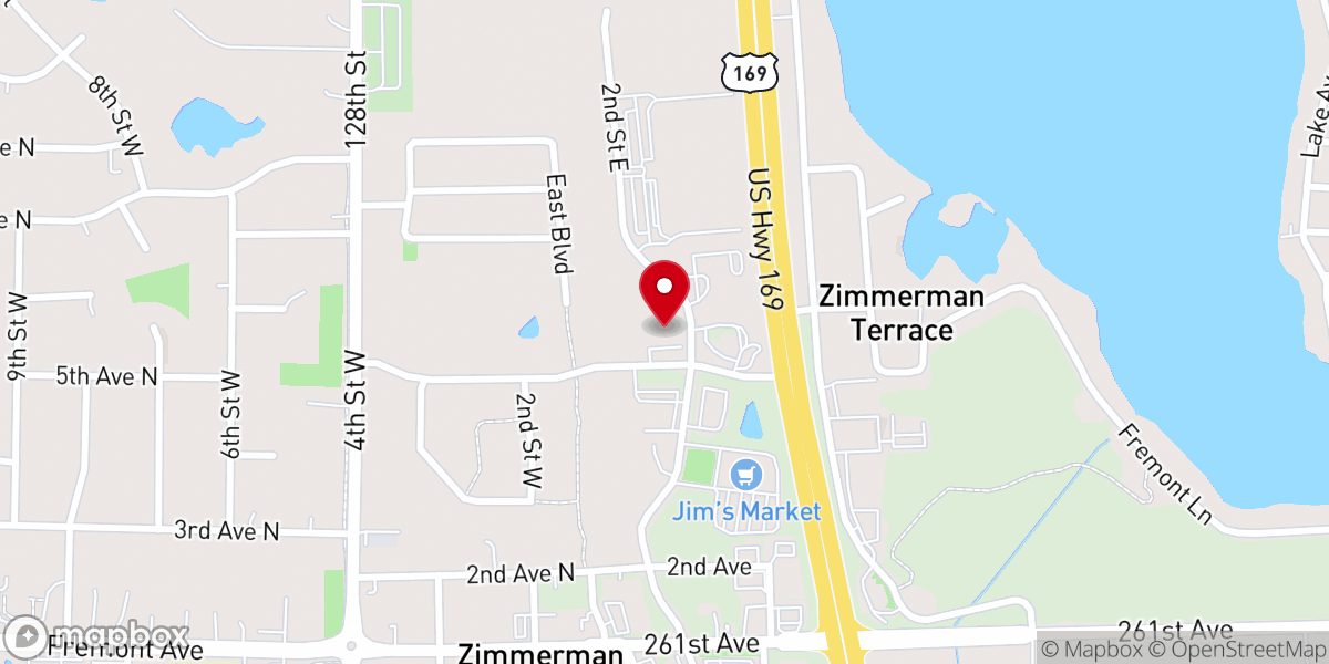 Map showing location of Zimmerman Community Church