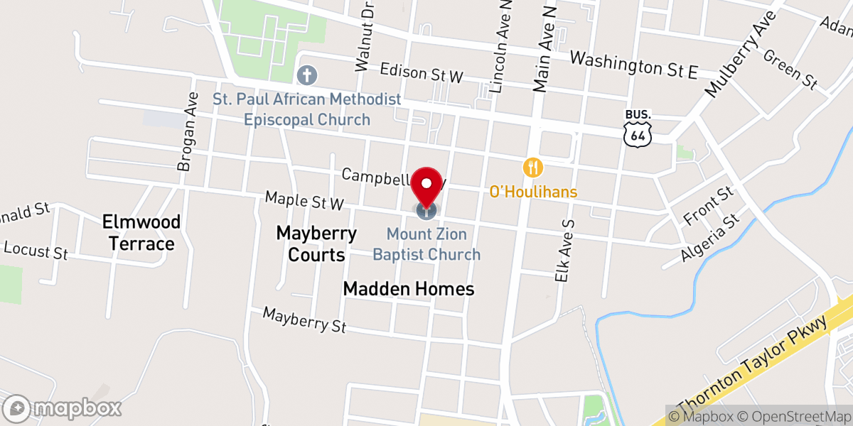 Map showing location of Mt Zion Missionary Baptist